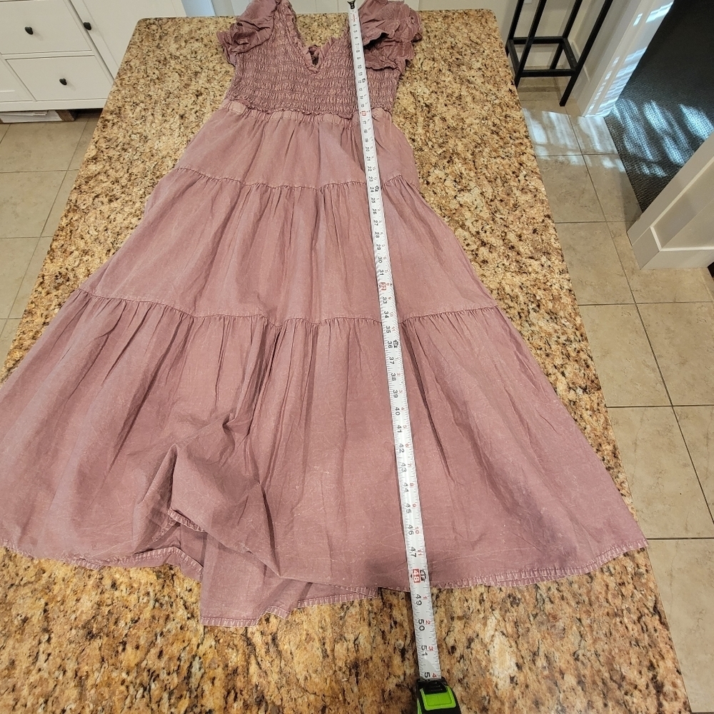 Sea New York Heidi Flutter Sleeve Tiered Dress‎ Midi Open Back Rose Women's 10 - Picture 12 of 15